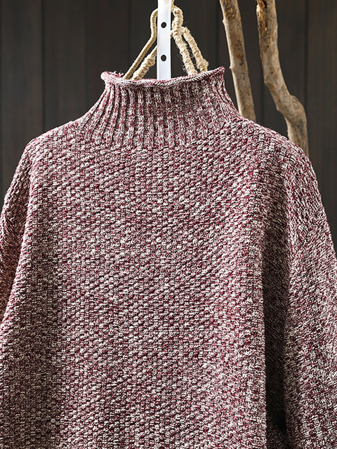 Women Autumn Casual Knit Half-Turtleneck Sweater