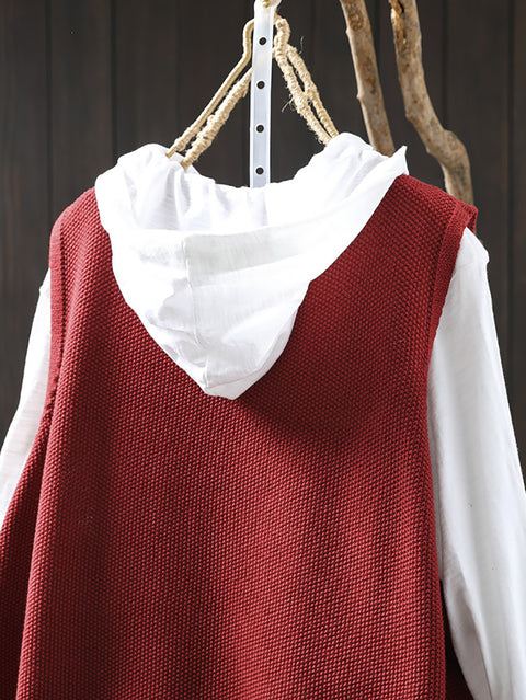 Women Winter Flower O-Neck Knit Vest