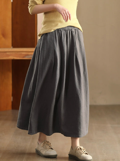 Women Spring Artsy Pure Color Skirt