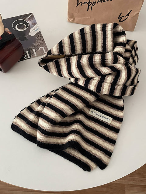 Winter Artsy Warm Stripe Knit Scarf