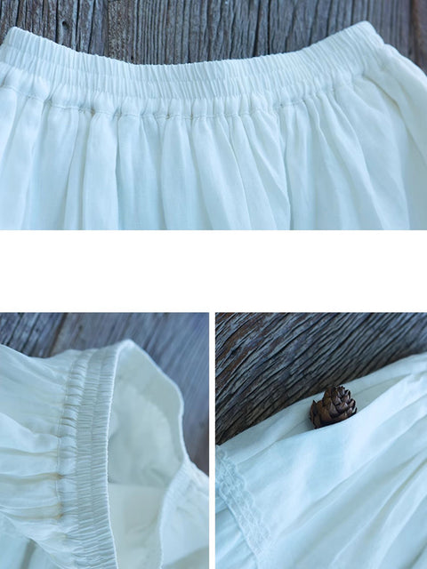 Women Spring Casual Pure Color Linen Skirt