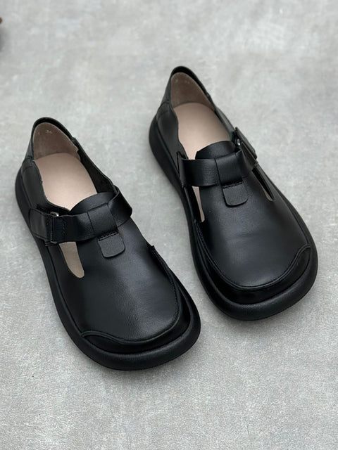 Women Retro Soft Genuine Leather Flat Shoes