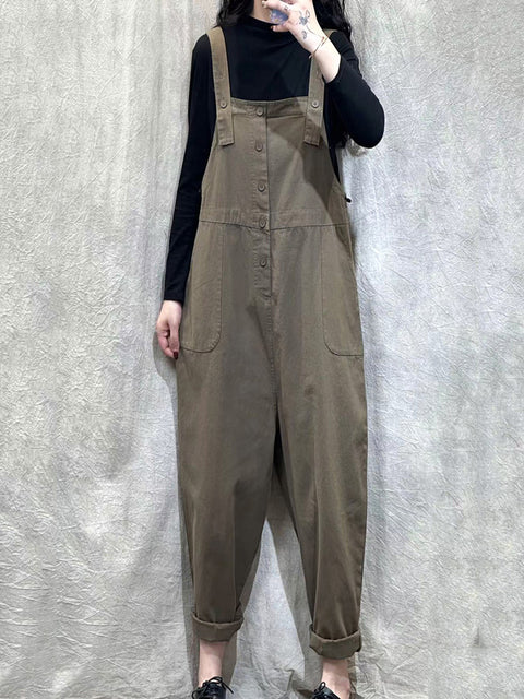 Kvinder Forår Casual Pure Farve Løse Jumpsuits