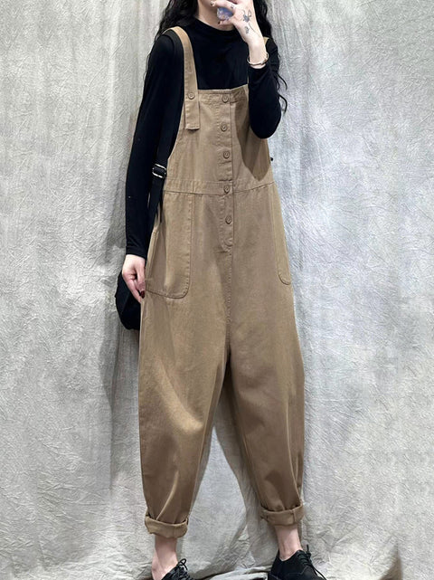 Kvinder Forår Casual Pure Farve Løse Jumpsuits