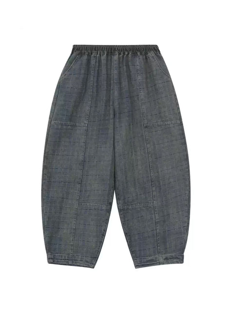 Kvinder Forår Retro Plaid Denim Harem Bukser