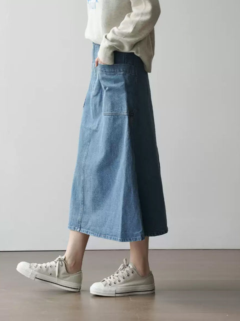 Kvinder Forår Casual Washed Denim A-Shape nederdel