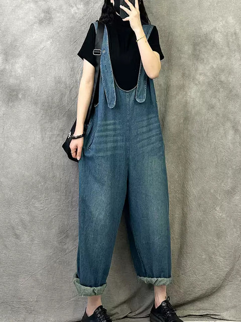 Kvinder Sommer Vintage Pure Color Denim Jumpsuits