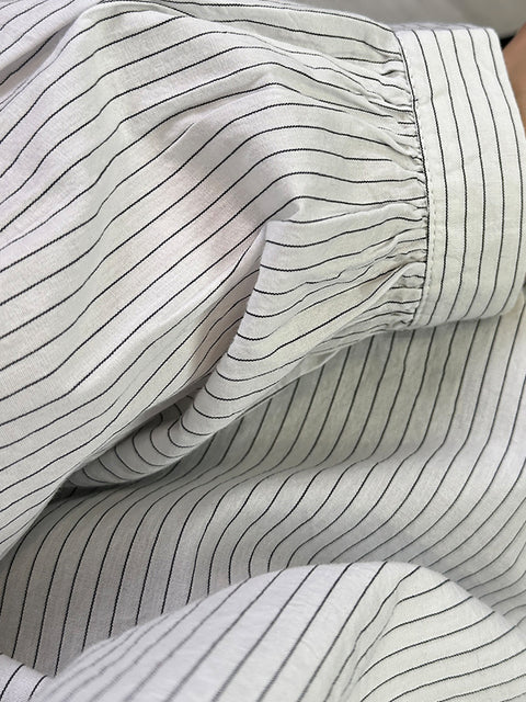 Kvinder Forår Casual Stripe løs skjorte med o-hals