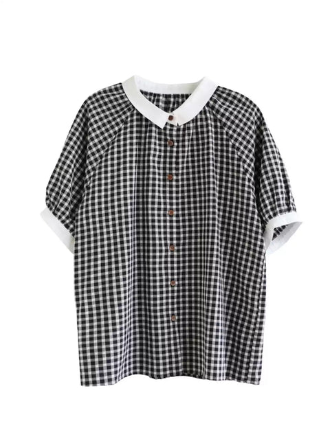 Kvinder Summer Artsy Colorblock Plaid skjorte