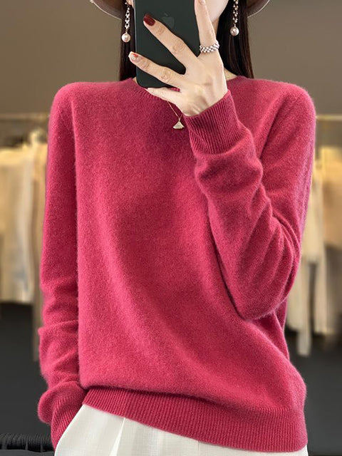 Kvinder Efterår Casual Stripe O-hals Uld strik sweater