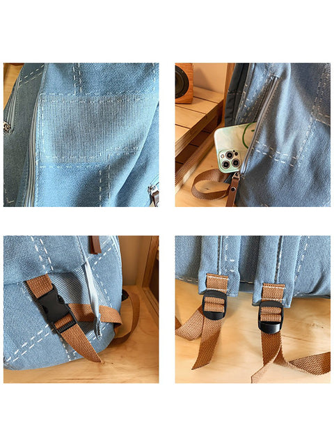 Casual Patch Splejset denim rygsæk