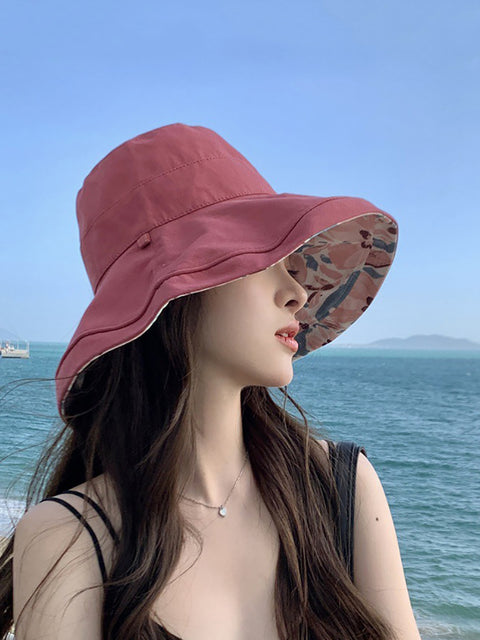 Women Summer Flower Dual-side Wearing Sunproof Hat