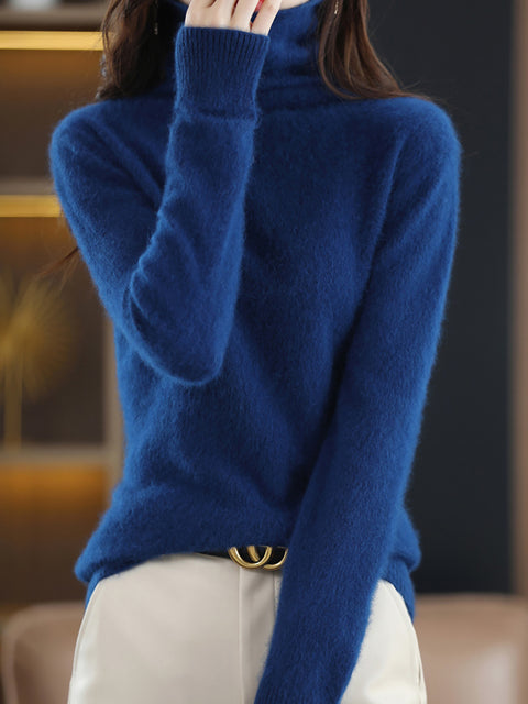 Women Casual Winter Solid Turtleneck Sweater