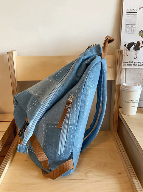 Casual Patch Splejset denim rygsæk