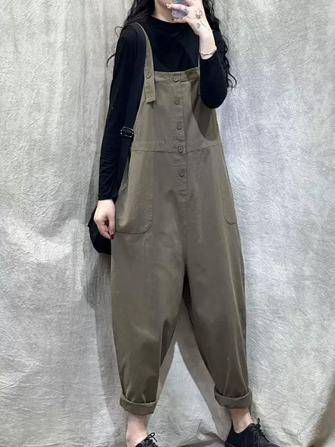 Kvinder Forår Casual Pure Farve Løse Jumpsuits