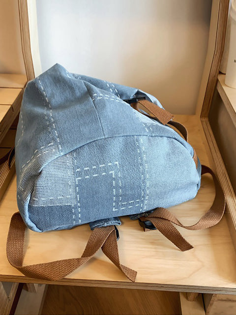 Casual Patch Splejset denim rygsæk