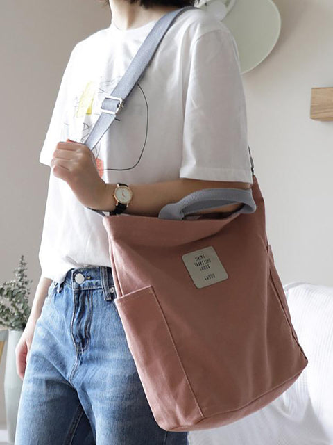 Casual Patchwork Large Canvas Shoulder Bag