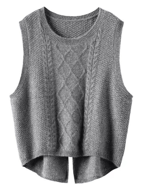 Kvinder Retro Vinter Solid Jacquard Vest