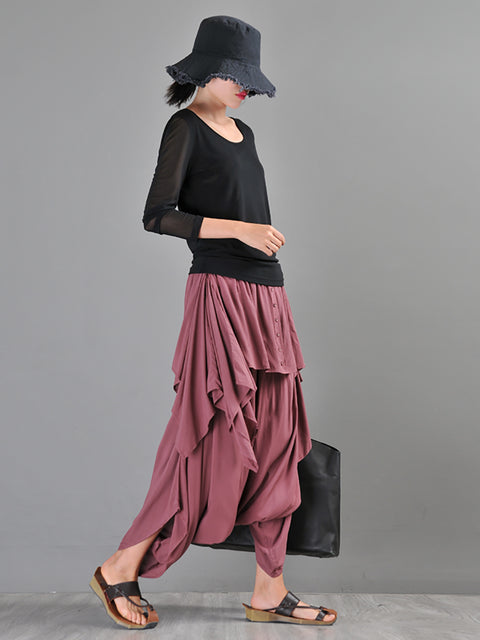 Women Summer Cotton Irregular Harem pants