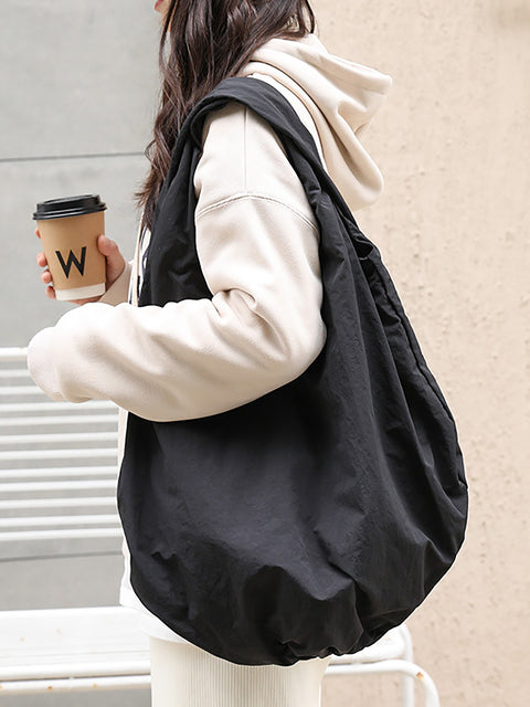 Women Solid Retro Large Capacity Light Shoulder Bag