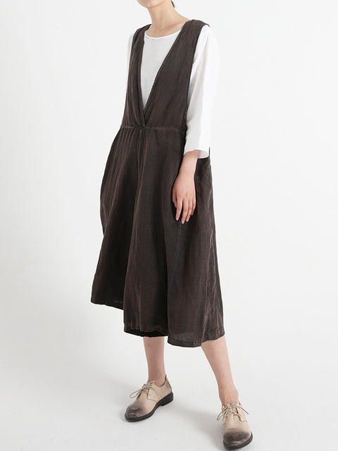 Ærmeløse linned kvinder Sommer Loose Jumpsuit Overalls