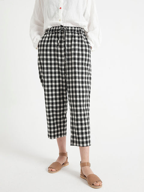 Plus Size Plaid Casual Sommer Kvinder Løse Bukser