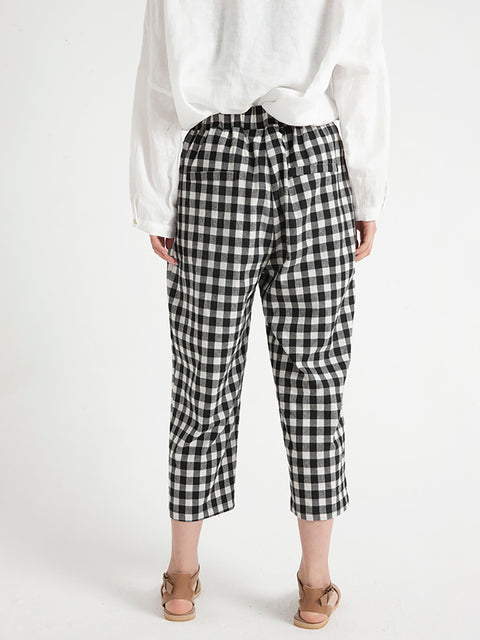 Plus Size Plaid Casual Summer Women Loose Pants