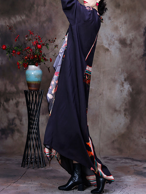 Irregular Floral Vintage Loose Maxi Dress