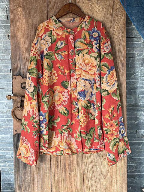 Plus Size vintage print cardigans T-shirt til kvinder