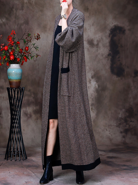 Women Autumn Casual Striped Coat