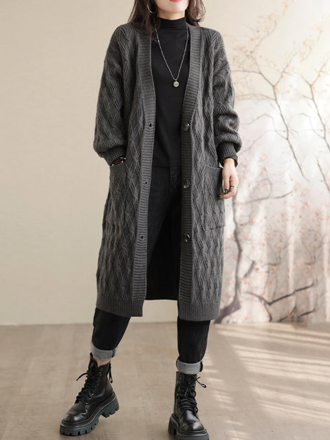 Solid Loose Casual Mid Length Women Coat