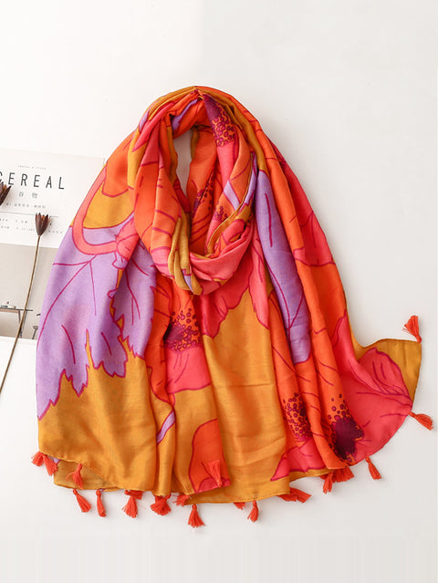 Kvinder Vintage Flower Tassel Travel Shawl Scarf