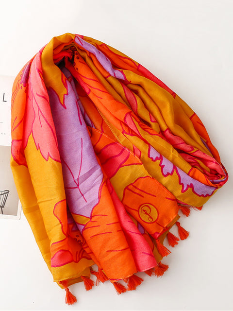 Kvinder Vintage Flower Tassel Travel Shawl Scarf