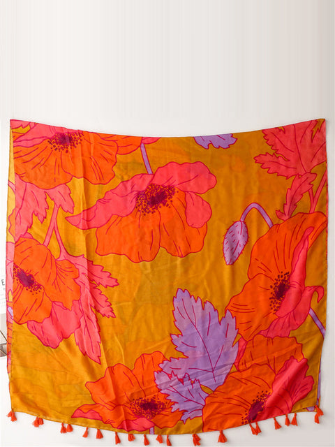 Kvinder Vintage Flower Tassel Travel Shawl Scarf