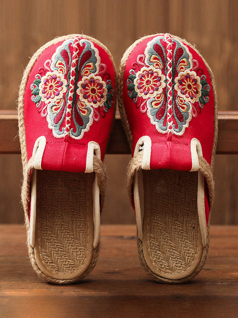 Women Retro Embroidered Casual Floral Shoes