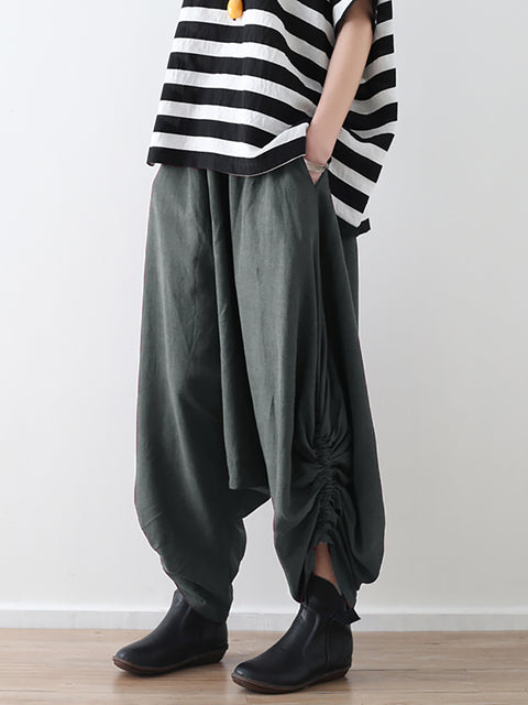 Women Spring Casual Solid Ankle Length Pants