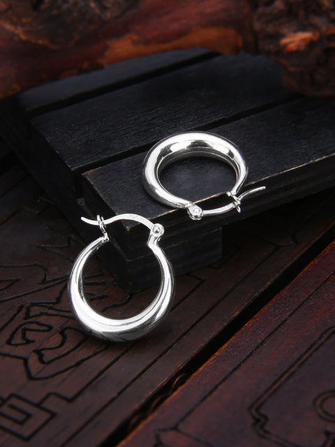 Women Casual Sliver Round Circle Earrings